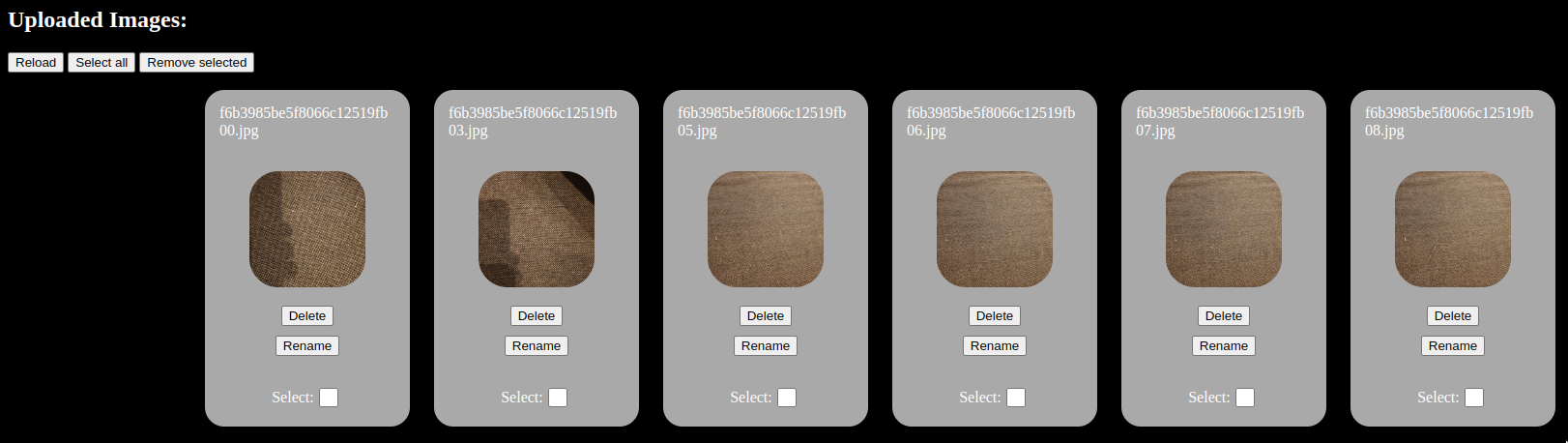 Screenshot of webapp