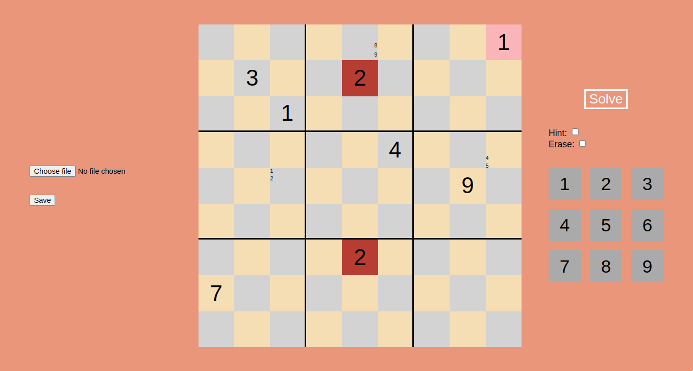 Screenshot of gameboard